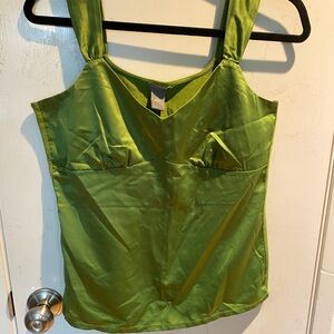 Ann Taylor Green Satin Sleeveless Top